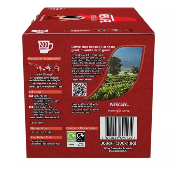Nescafe Original Individual Sachets 1.8g - Box of 200 - Image 2