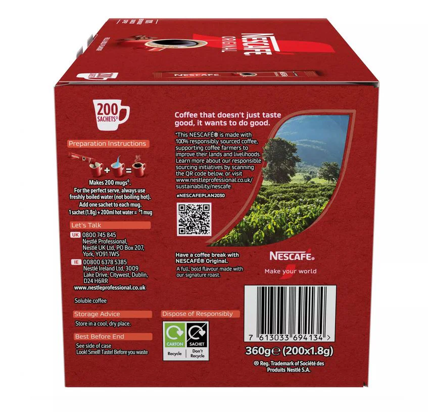 Nescafe Original Individual Sachets 1.8g - Box of 200 - Image 2