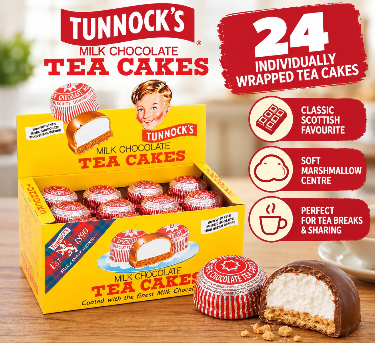 Tunnock's Milk Chocolate Tea Cakes 36 x 24g