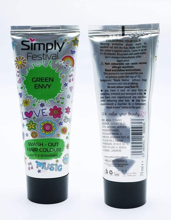 Simply Festival Wash Out Hair Colour 75ml (Green Envy)