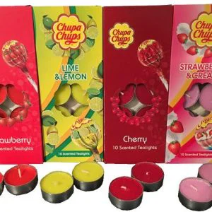 Chupa Chups Strawberry,Lemon & Lime,Cherry Tealights (4 x 10)