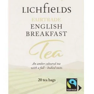 Lichfields Fairtrade English Breakfast Envelope Tea Bags 20's - Case of 6