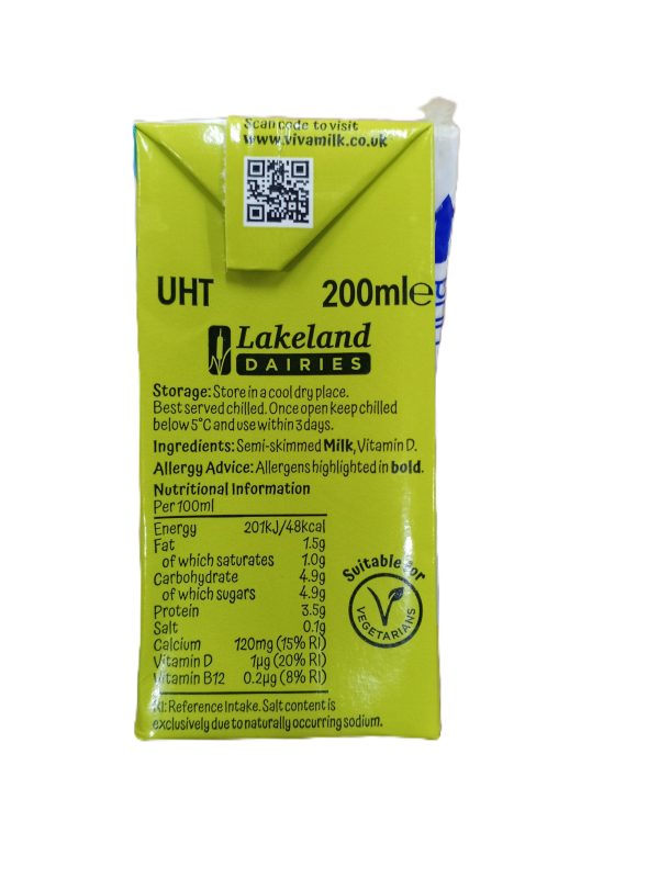 Viva Semi Skimmed Milk Carton 27 x 200ml - Image 4