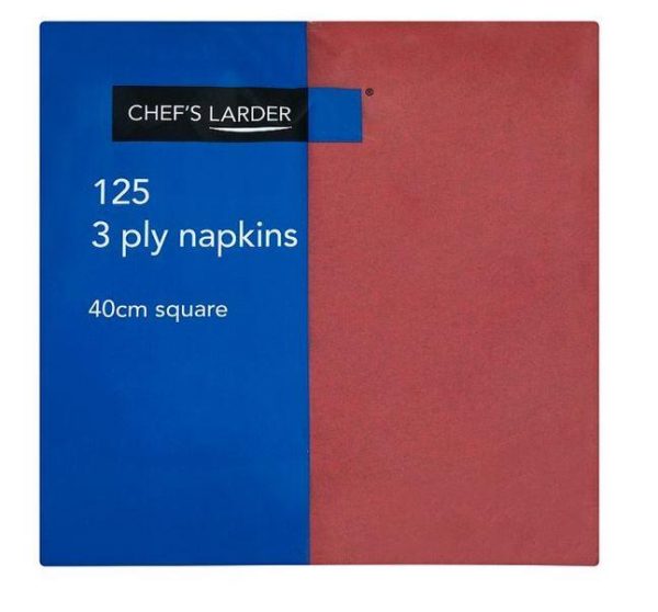 Chef's Larder 125 3 Ply Burgundy Napkins 40cm Square