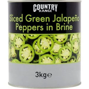 Country Range Sliced Green Jalapeno Peppers in Brine 3kg
