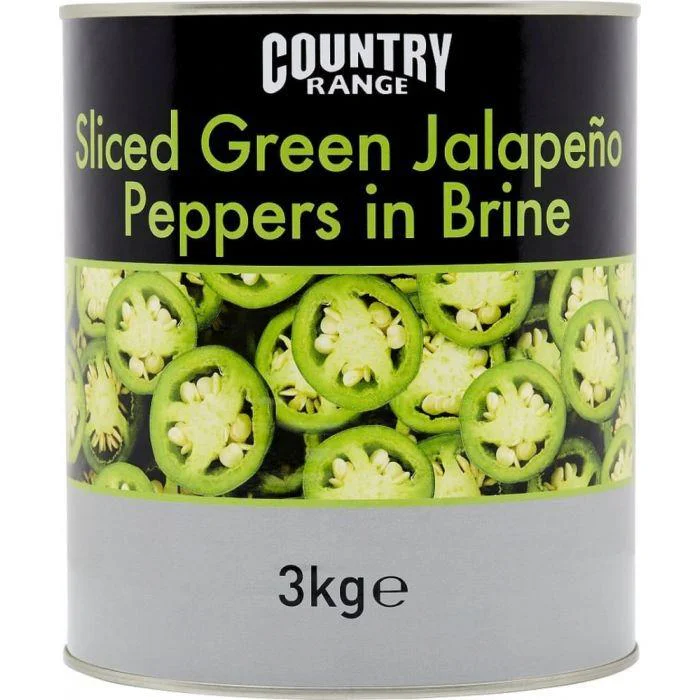 Country Range Sliced Green Jalapeno Peppers in Brine 3kg