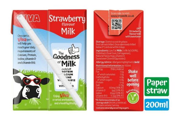 Viva No Added Sugar Strawberry Milk Carton 27 x 200ml - Image 2
