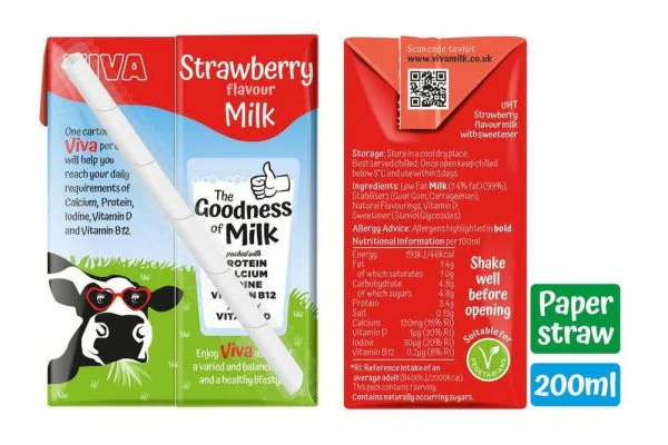 Viva No Added Sugar Strawberry Milk Carton 27 x 200ml - Image 2