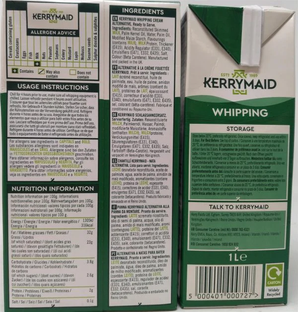 Kerrymaid UHT Whipping Cream - 12 x 1 Litre - Image 2