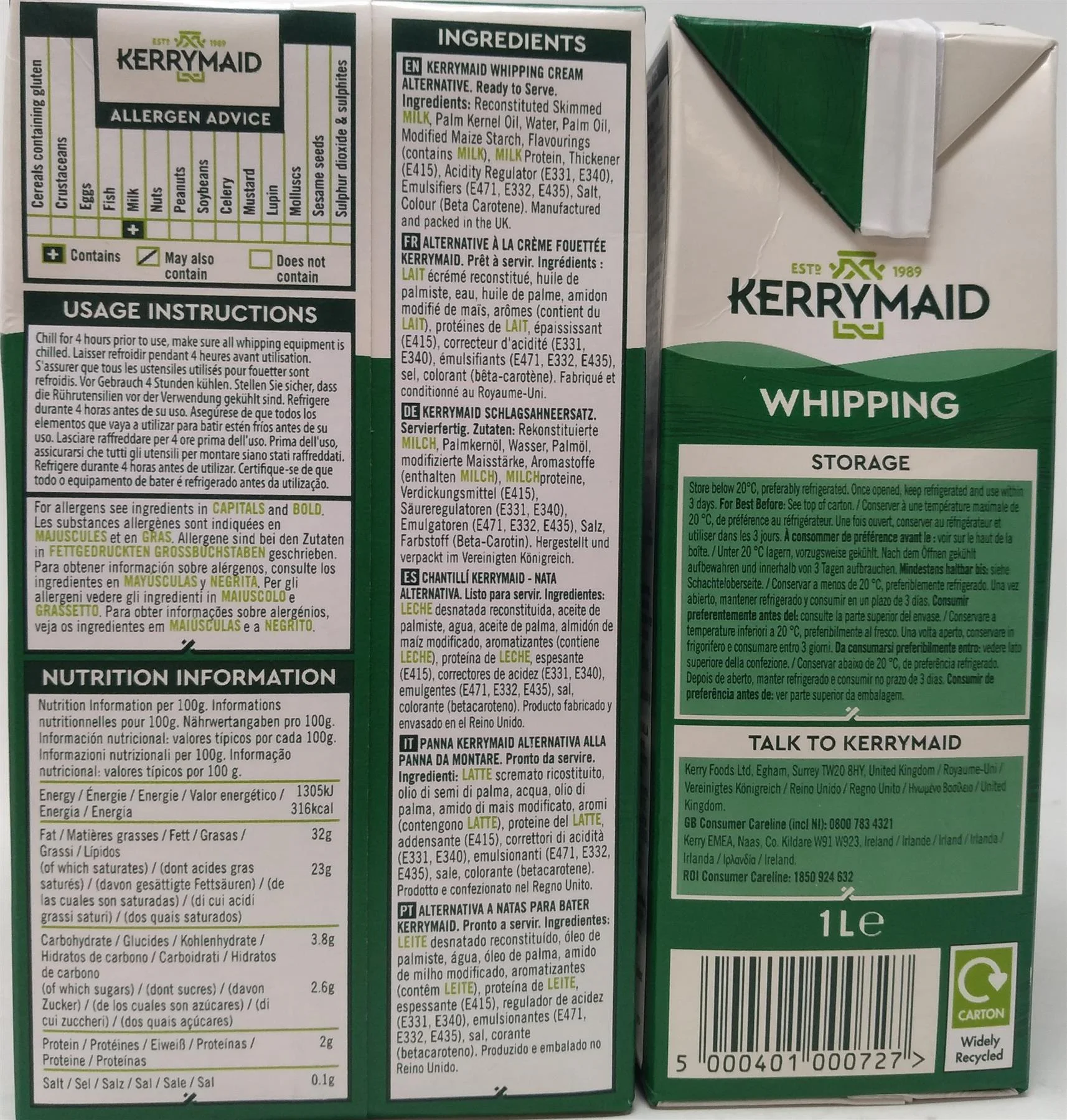 Kerrymaid UHT Whipping Cream - 12 x 1 Litre - Image 2