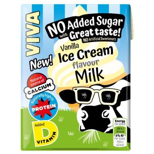 Viva No Added Sugar Vanilla Ice Cream Flavour Milk Carton 27 x 200ml
