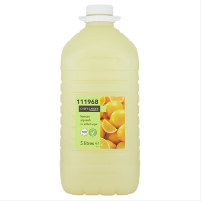 SINGLE BOTTLE – Chef’s Larder Lemon Squash No Added Sugar 5 Litres