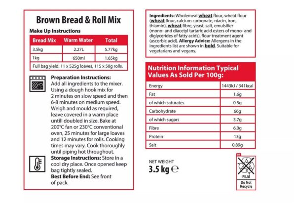 Sysco Classic Brown Bread & Roll Mix 3.5kg - Image 2