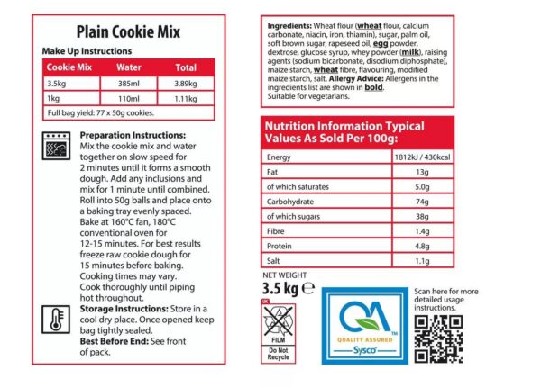 Sysco Classic Plain Cookie Mix 3.5kg Large Catering Pack - Image 2