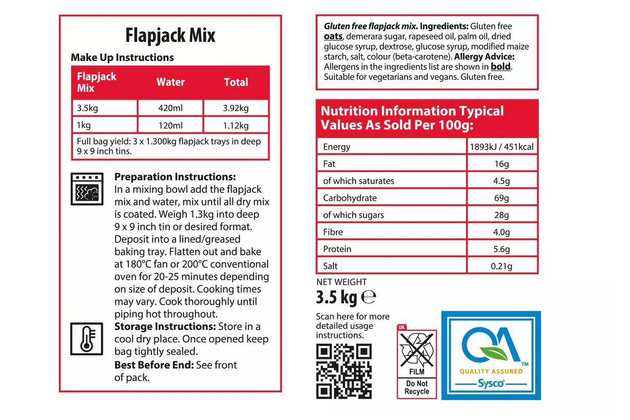 Sysco Classic Flapjack Mix 3.5kg Large Catering Pack - Image 2