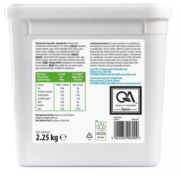 Sysco Essentials Minestrone Soup Mix 2.25kg - Image 2
