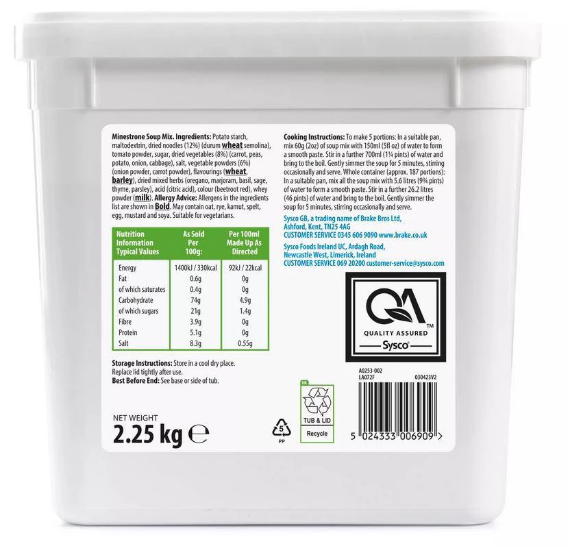 Sysco Essentials Minestrone Soup Mix 2.25kg - Image 2