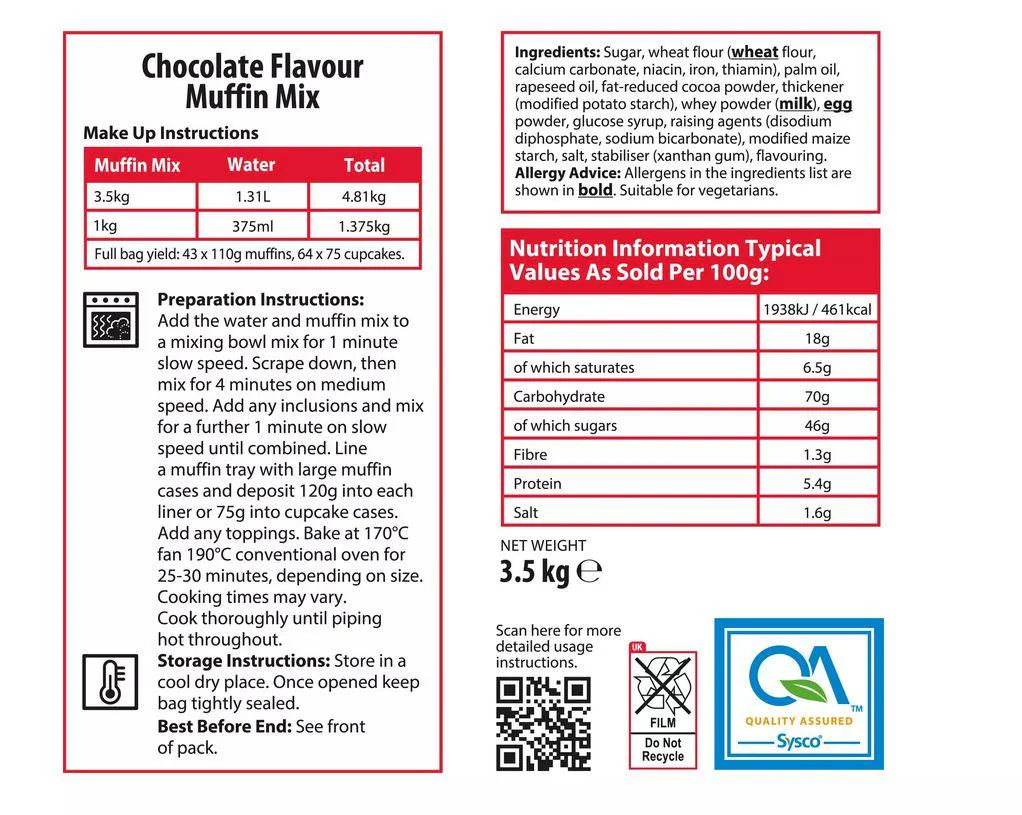 Sysco Classic Chocolate Flavour Muffin Mix 3.5kg - Image 2