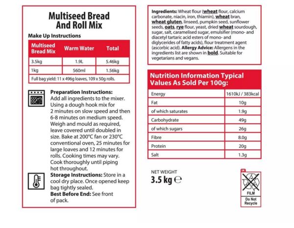 Sysco Classic Multiseed Bread & Roll Mix 3.5kg - Image 2