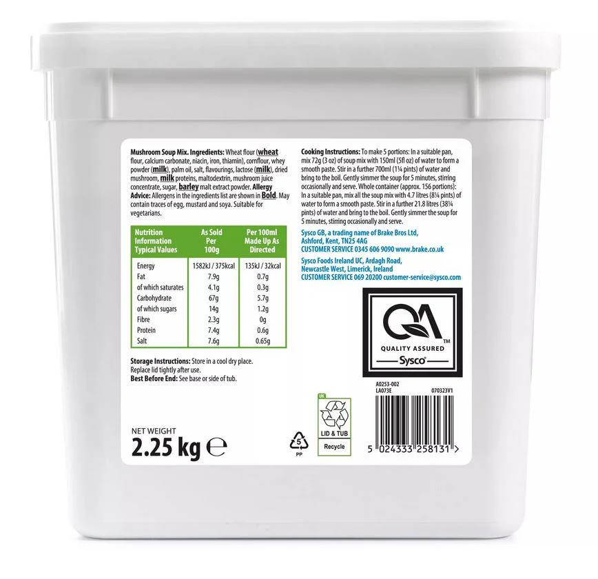 Sysco Essentials Mushroom Soup Mix 2.25kg - Image 2