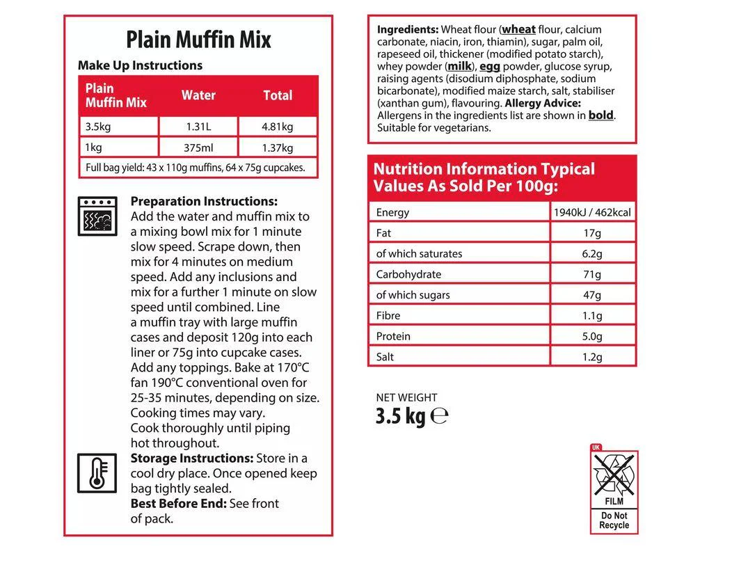 Sysco Classic Plain Muffin Mix 3.5kg Large Catering Pack - Image 2