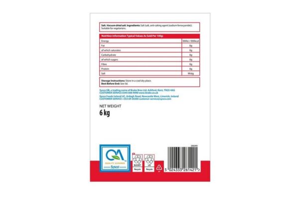 Sysco Classic Salt 6kg Large Catering Pack - Image 2