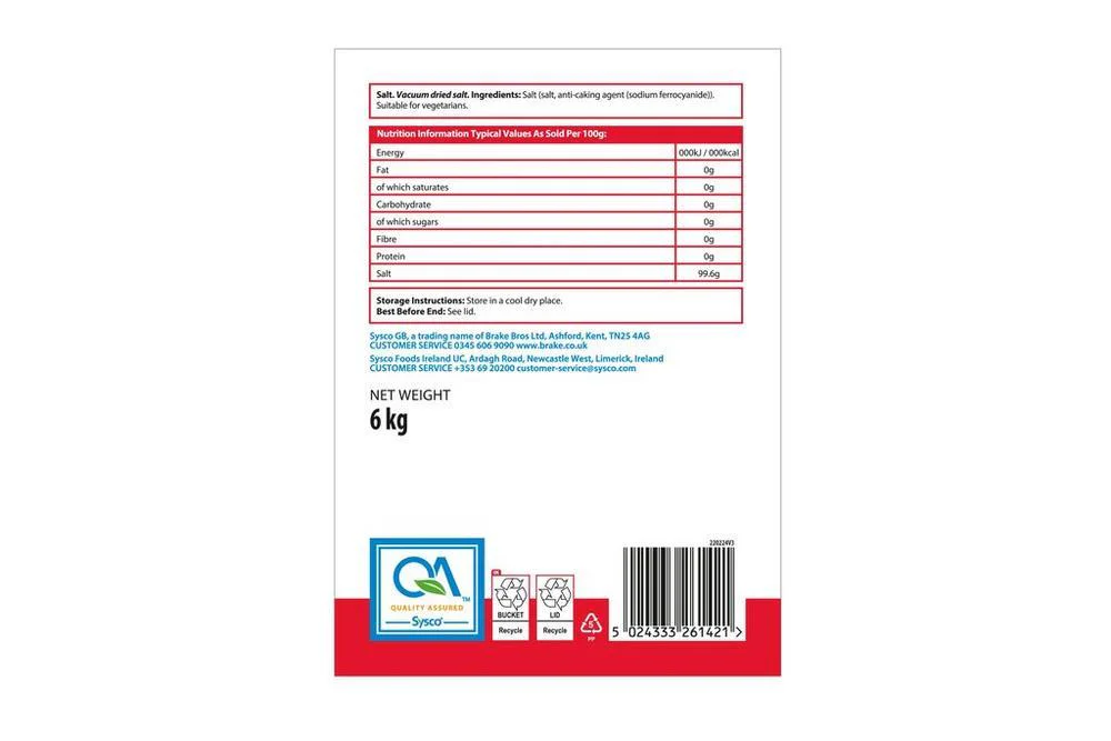 Sysco Classic Salt 6kg Large Catering Pack - Image 2