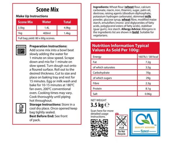 Sysco Classic Scone Mix 3.5kg Large Catering Pack - Image 2