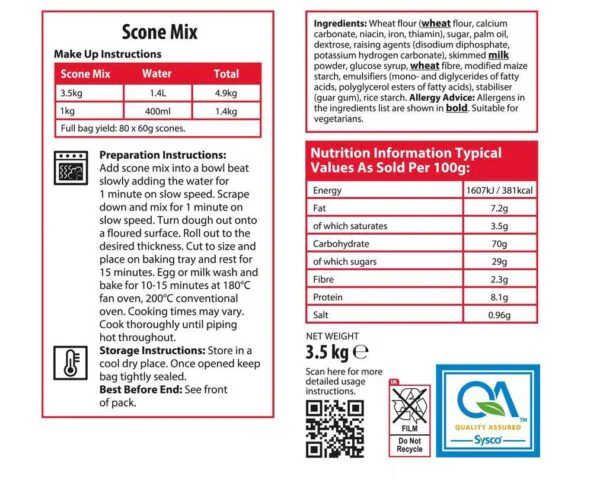 Sysco Classic Scone Mix 3.5kg Large Catering Pack - Image 2