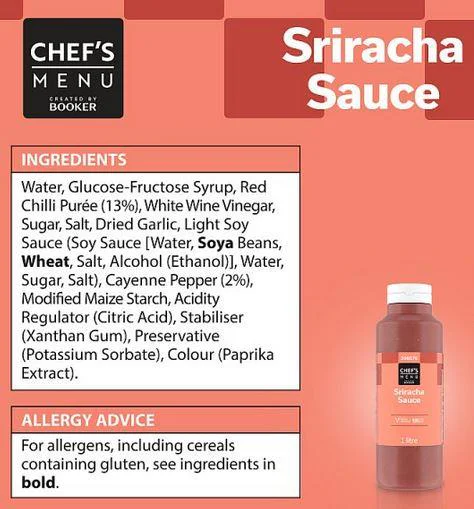 Chef's Menu Sriracha Sauce 1 Litre Large Catering Pack - Image 2