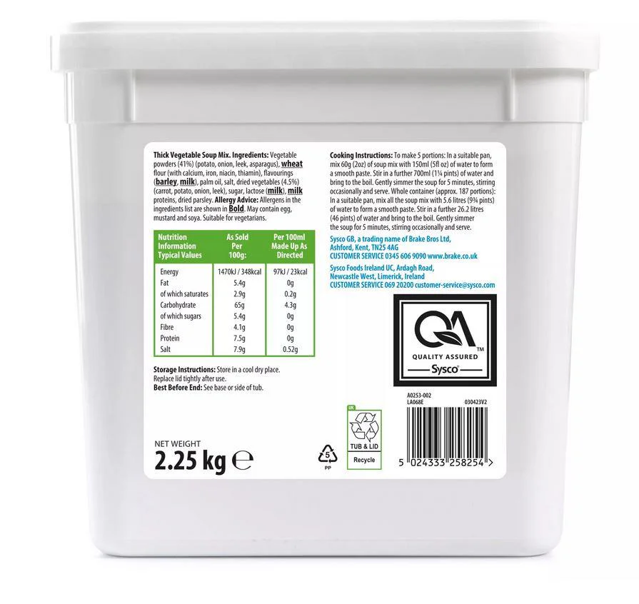 Sysco Essentials Thick Vegetable Soup Mix 2.25kg - Image 2