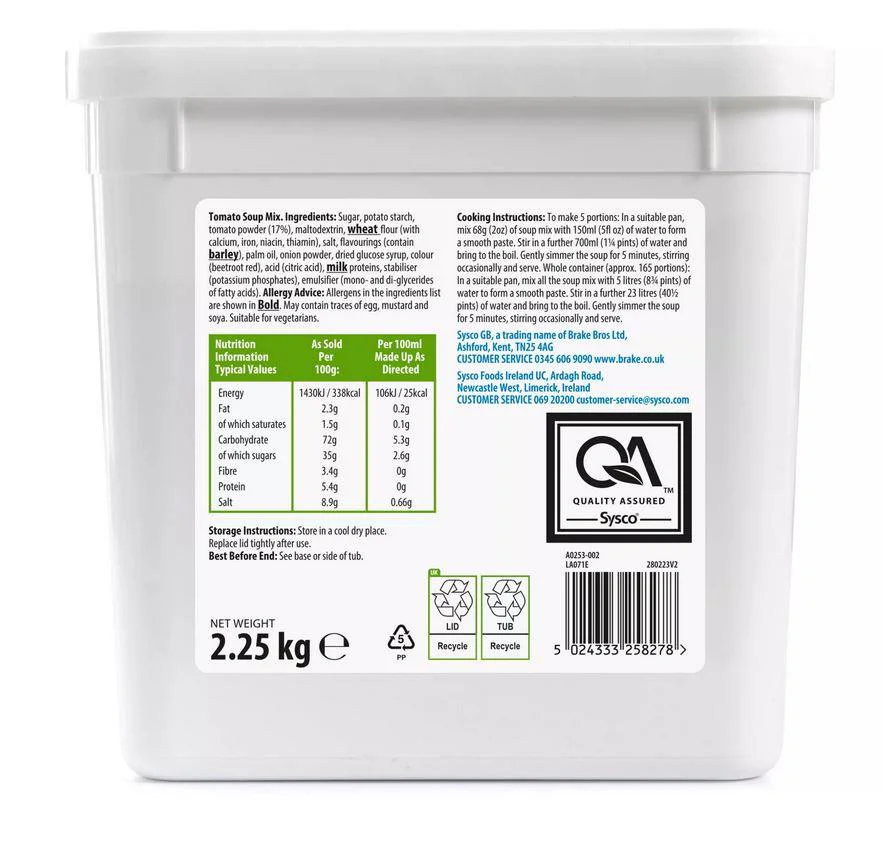 Sysco Essentials Tomato Soup Mix 2.25kg - Image 2