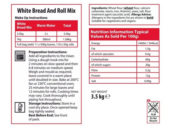 Sysco Classic White Bread and Roll Mix 3.5kg - Image 2