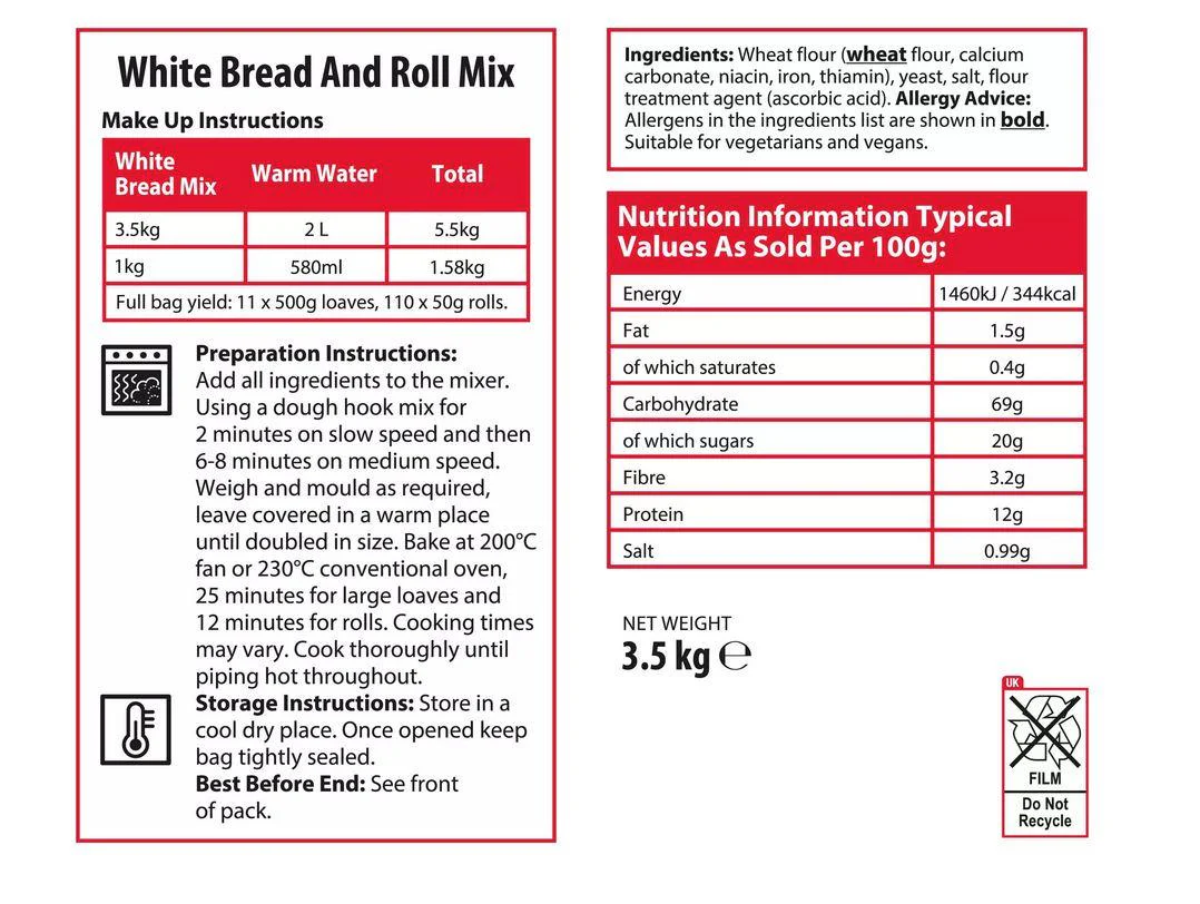 Sysco Classic White Bread and Roll Mix 3.5kg - Image 2