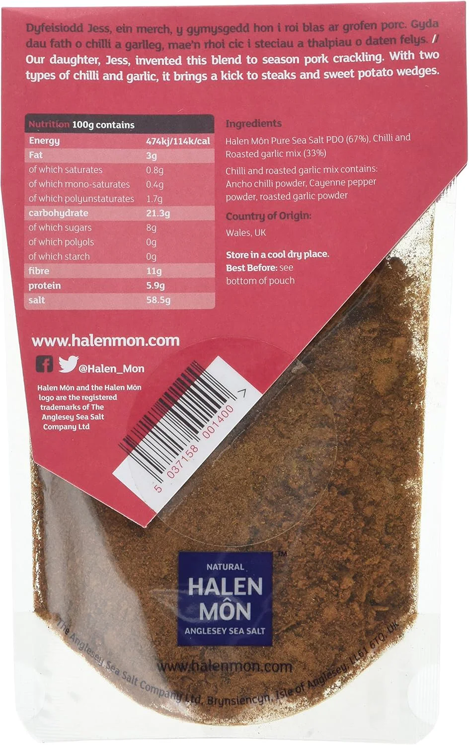 Halen Mon Chilli and Garlic Sea Salt, Pack of 2 - Image 2