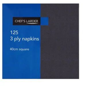 Chef's Larder 125 3 Ply BLACK Napkins 40cm Square