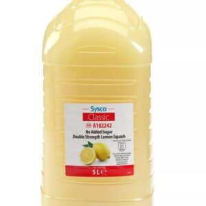 Sysco Classic Double Strength Lemon Squash No Added Sugar 5 Litres