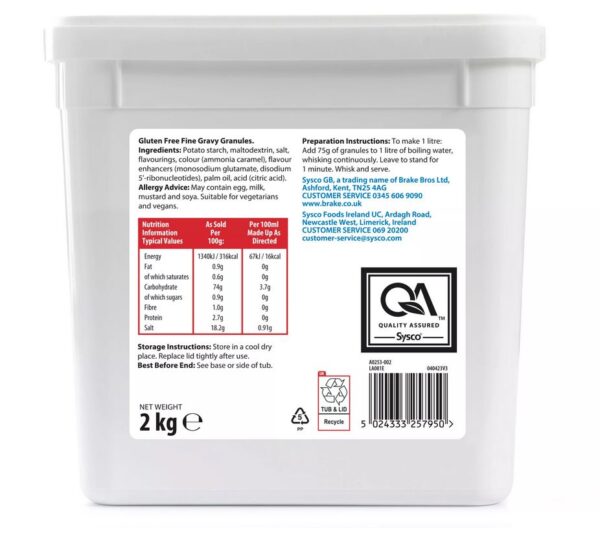 Sysco Classic Gluten Free Fine Gravy Granules 2kg - Image 2