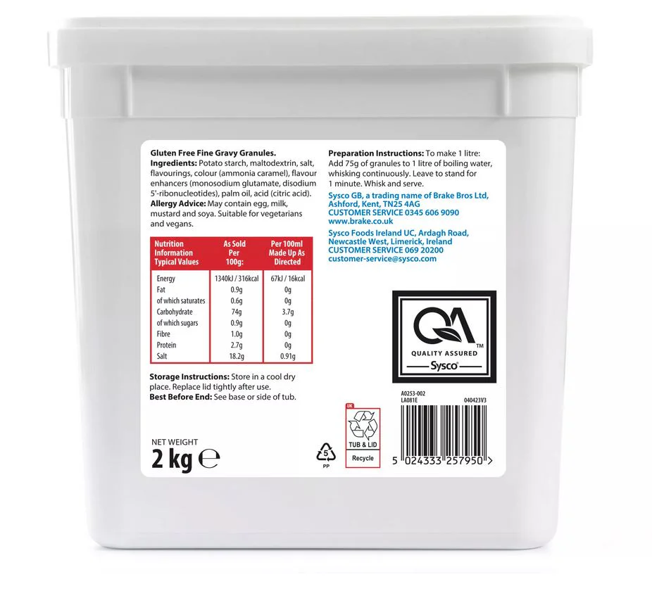 Sysco Classic Gluten Free Fine Gravy Granules 2kg - Image 2