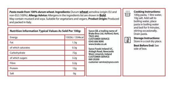 Sysco Classic Straight Macaroni 5kg Large Catering Pack - Image 2