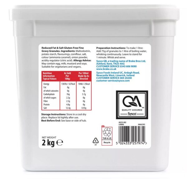 Sysco Classic Reduced Fat & Salt Gluten-Free Fine Gravy Granules 2kg - Image 2