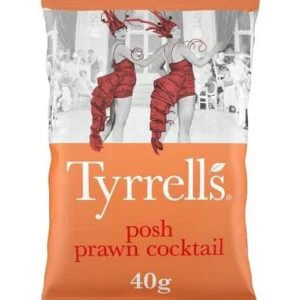 Tyrrells Posh Prawn Cocktail Crisps 40g - Case of 24