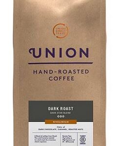 Union Hand-Roasted Coffee Beans, Dark Star Blend, 1kg Bag, Intense Dark Roast Whole Bean Coffee, Dark Chocolate, Caramel Roasted Nuts, Ethically Sourced