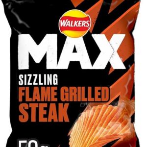 Walkers Max Sizzling Flame Grilled Steak Crisps 50g (pack of 24)