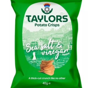 Taylors Sea Salt & Vinegar Flavoured Crisps – Thick-Cut & Satisfying Premium Scottish Potato Crisps, 40 g (Pack of 24