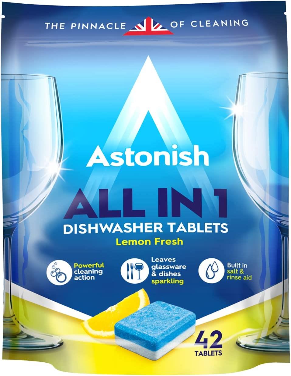 Astonish All in 1 Dishwasher Tablets Lemon Fresh 42x18g Tablets(4 Packs)