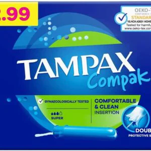 Tampax Compak Super 18's (Price Marked) - Case of 6