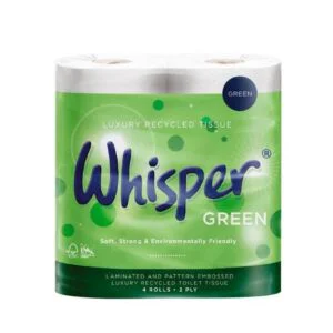 Whisper Green 2 Ply Toilet Rolls - Pack of 40 (4 Rolls x 10)