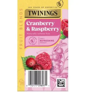 Twinings Cranberry & Raspberry 20 Enveloped Teabags - 2 Boxes