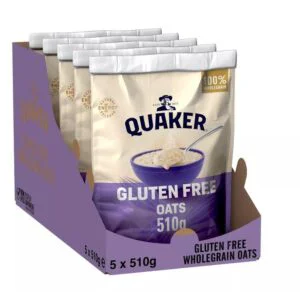 Quaker Gluten Free Wholegrain Rolled Oats, 510 g (Pack of 5)